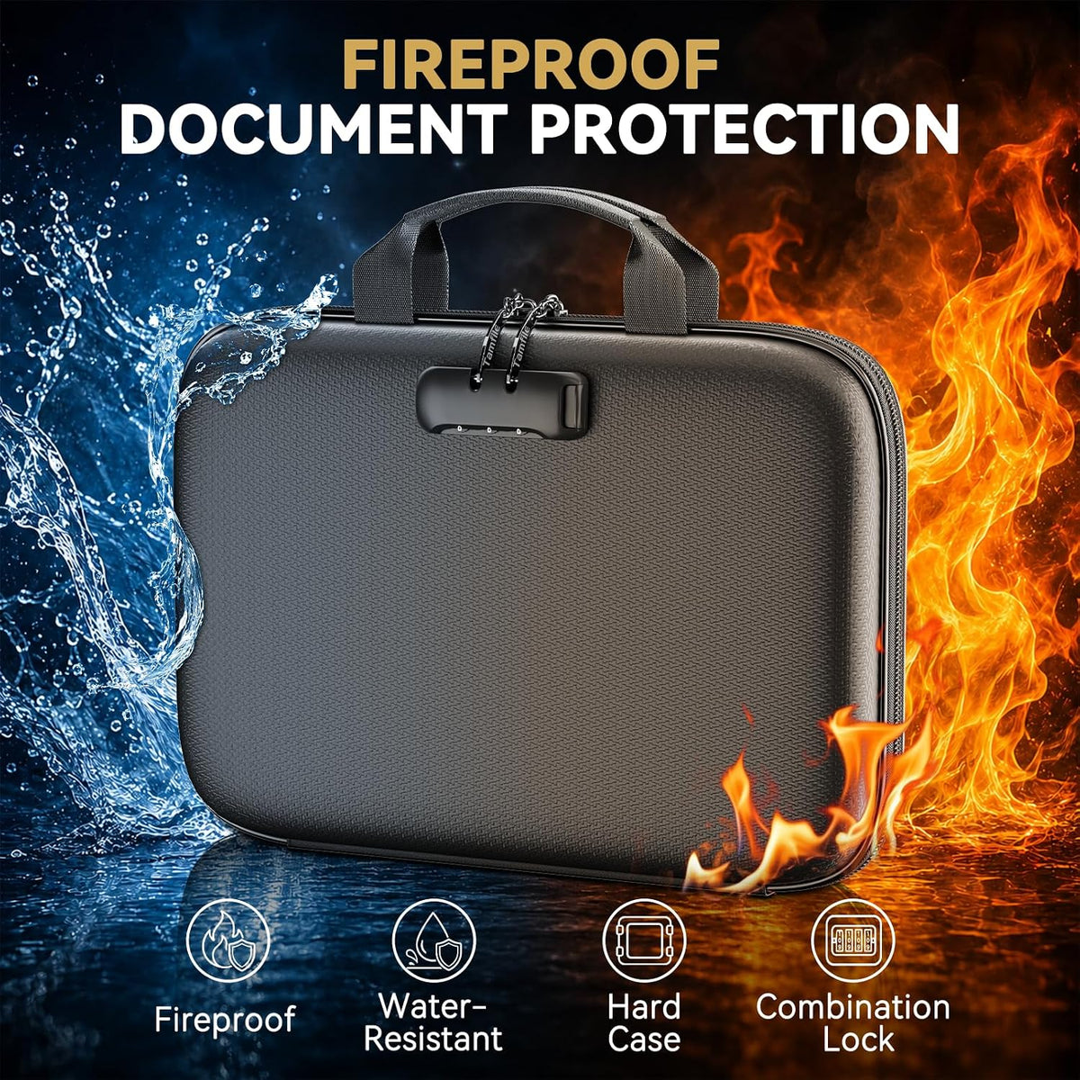 Tamfile Fireproof File Organizer with D-Ring Binder & 100 Sheet Protectors