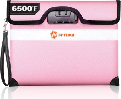 6500°F Upgraded Fireproof Document Bag with Lock, Fire proof Money Bag for Cash w. Zipper/Reflective Strip, 10 Layers of Heat Insulated Materials, Water Resistant Fireproof Bag for Documents, Fire Bag