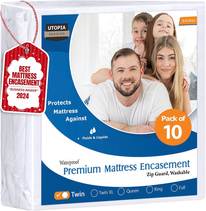 Utopia Bedding Premium Waterproof Bed Bug Mattress Cover, Twin Zippered Mattress Protector, 8 Inches Deep, Dust Mite Proof 6-Sided Mattress Encasement for Bed