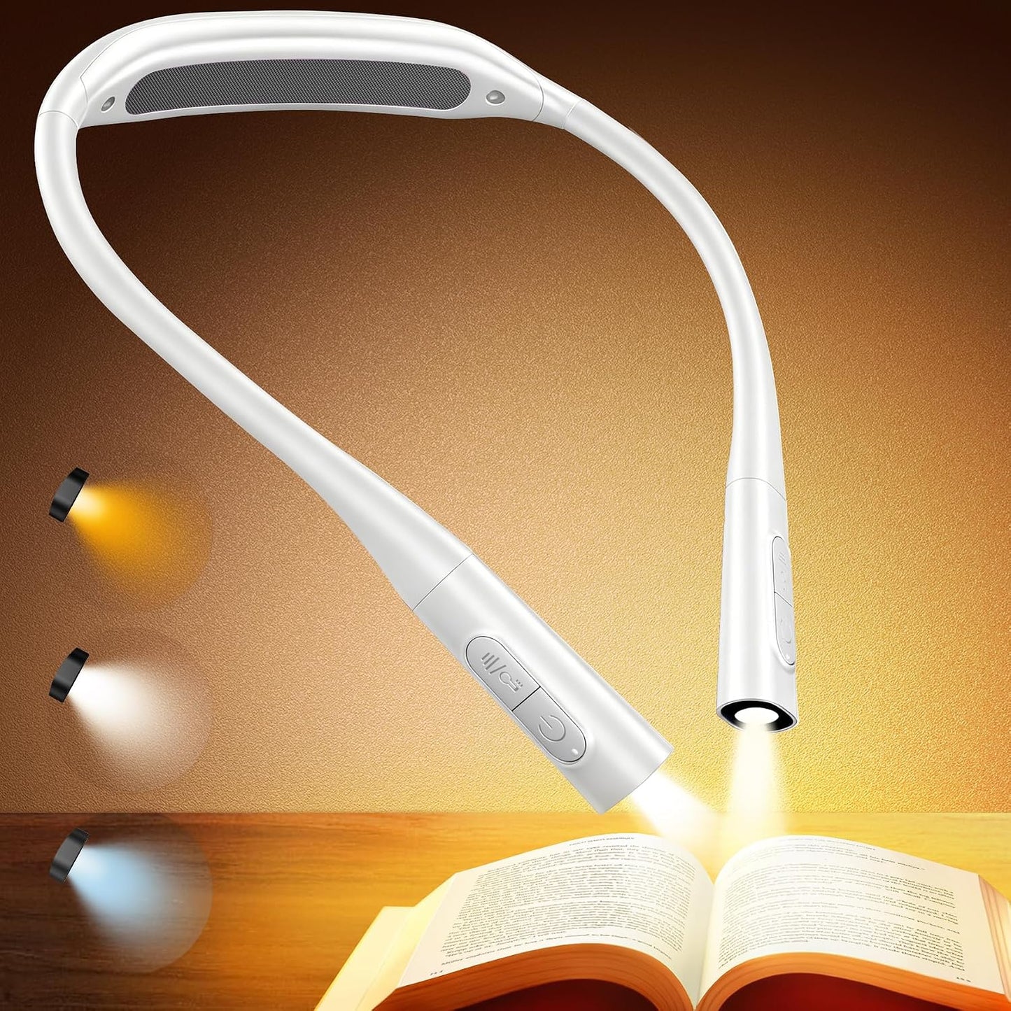 Glocusent Neck Book Light, 1200mAh Rechargeable Neck Reading Light, Hands Free Book Lights for Reading at Night, 5 Colors & 5 Brightness, Private Lightweight Book Reading Light in Bed for Book Lovers
