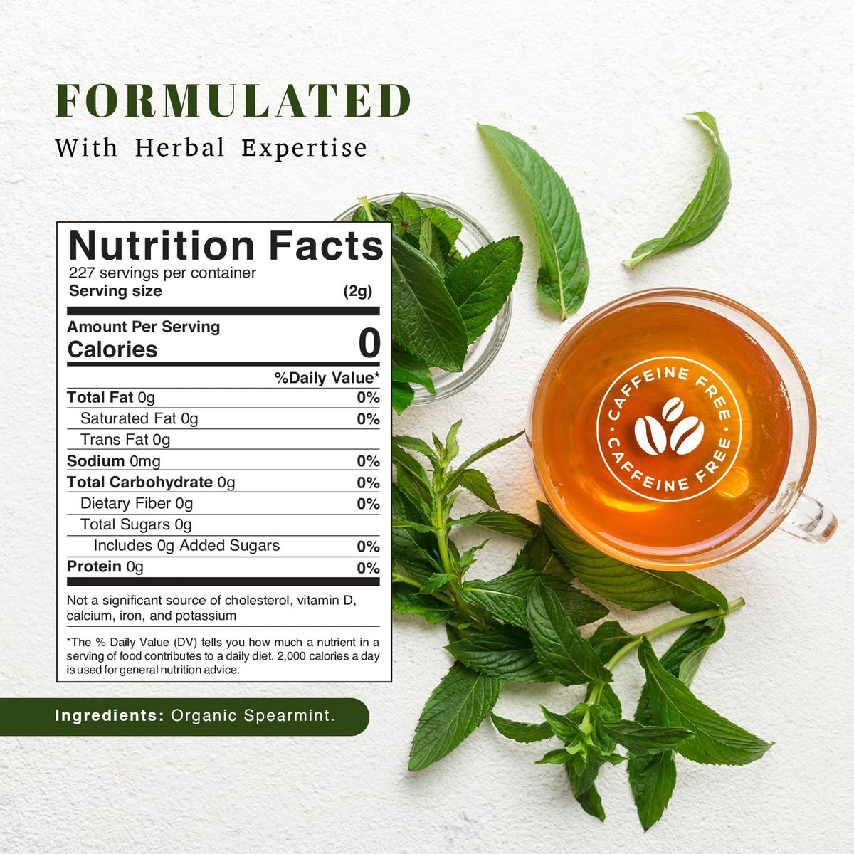 Oxify USDA Organic Spearmint Loose Leaf Tea, Caffeine Free, 16 oz