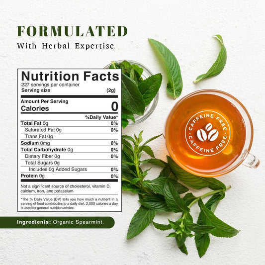 Oxify USDA Organic Spearmint Loose Leaf Tea, Caffeine Free, 16 oz