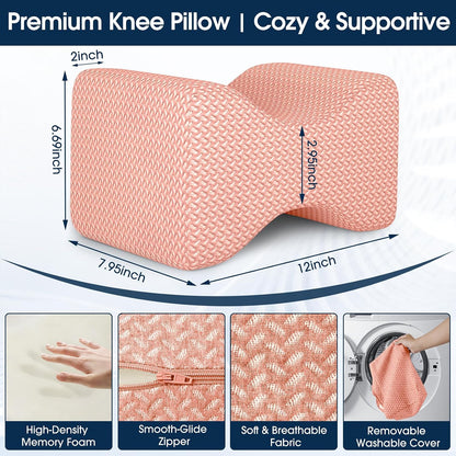 BlissTrends Memory Foam Knee Pillow, Knee Pillow for Side Sleepers, Leg Pillows for Sleeping Blood Circulation, Elevation Pillow for Spine Aligning, Sciatica, Back, Hip, Knee, Ankle Pain, Grey