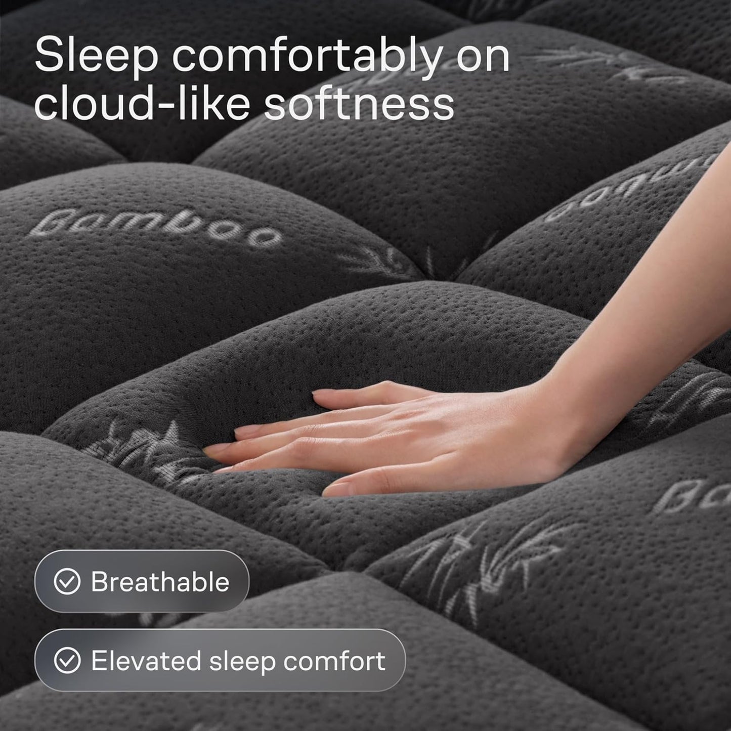 Niagara Sleep Solution Ultra Soft Queen Size Mattress Topper - Rayon Derived from Bamboo Pillow Top Mattress Pad for Back Pain Relief - Naturally Cooling for Hot Sleepers, Green