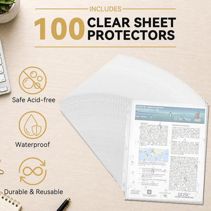 Tamfile Fireproof File Organizer with D-Ring Binder & 100 Sheet Protectors