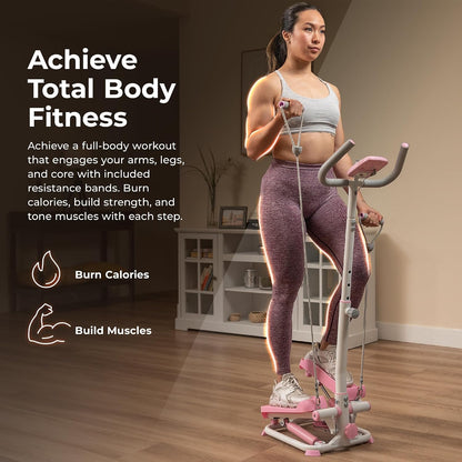 Sunny Health & Fitness Smart Stair Stepper w/Handlebar & Resistance Bands
