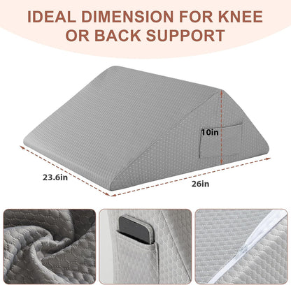 Bedluxe Knee Pillow for Back Sleeping, Leg Pillow Knee Wedge Pillow, Memory Foam Wedge Pillows for Legs Post Surgery, Triangle Pillow for Knee Support, Leg Elevation, Knees Hip Back Pain Relief, White