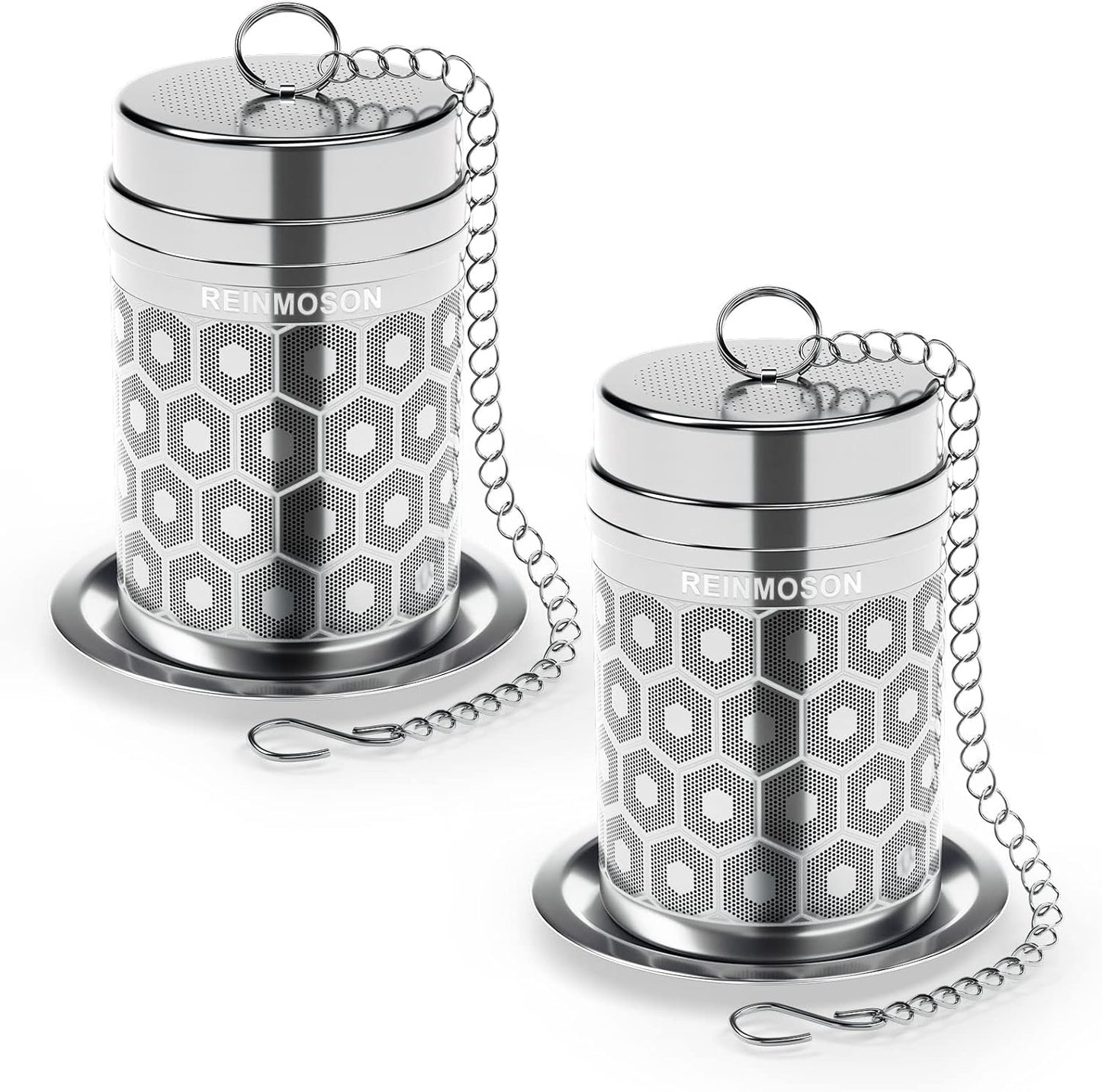 Reinmoson Large Tea Infuser for Loose Tea & Spice Infuser for Cooking, Extra Fine Mesh Tea Strainers, 304 Stainless Steel Loose Leaf Tea Steeper for Black Tea, Rooibos, etc