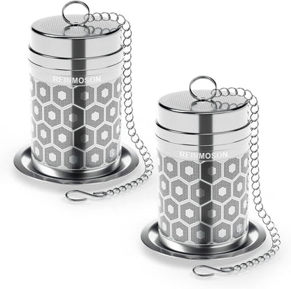 Reinmoson Large Tea Infuser for Loose Tea & Spice Infuser for Cooking, Extra Fine Mesh Tea Strainers, 304 Stainless Steel Loose Leaf Tea Steeper for Black Tea, Rooibos, etc