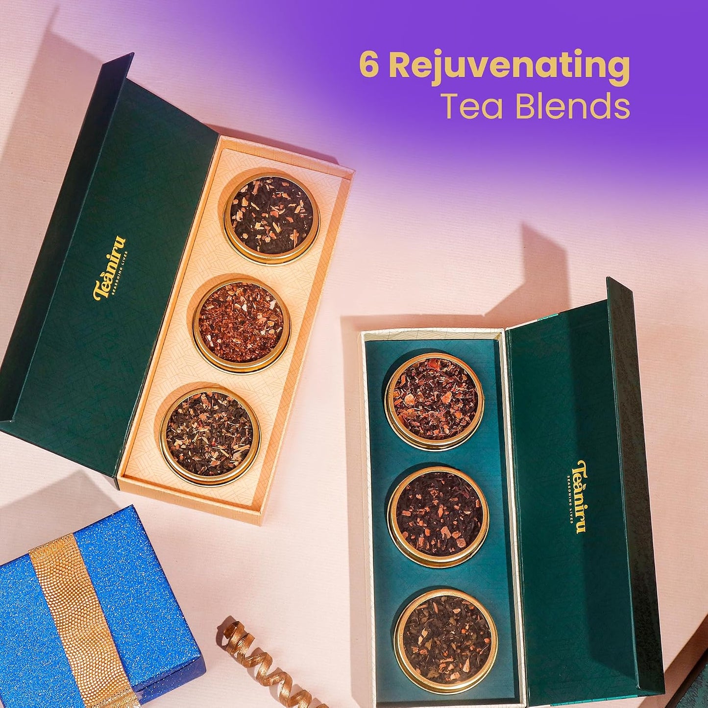 Teaniru, Grandeur Tea Collection | 3 Loose Leaf Tea Sampler | Variety Pack Assortment of Green, Herbal & Black Tea | Gluten Free & Sugar Free | Gift Set for Men & Women | Thanks Giving