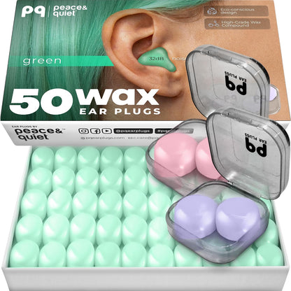 PQ Silicone Gel Ear Plugs for Sleeping and Swimming - 50 Noise Cancelling Earplugs, Ear Protection with Sound Blocking Level 32Db, Soft Wax Pillows (50 Pillows), Color: White
