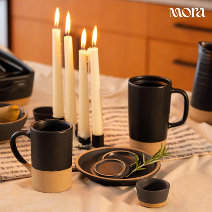 Mora Ceramics Tea Cup with Loose Leaf Infuser, Spoon and Lid, 12 oz, Microwave and Dishwasher Safe Coffee Mug - Rustic Matte Ceramic Glaze, Modern Herbal Tea Strainer - Great Gift for Women, Garnet