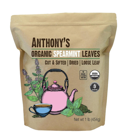 Anthony's Organic Dried Spearmint Leaves, 1 lb, Gluten Free, Non GMO, Cut and Sifted