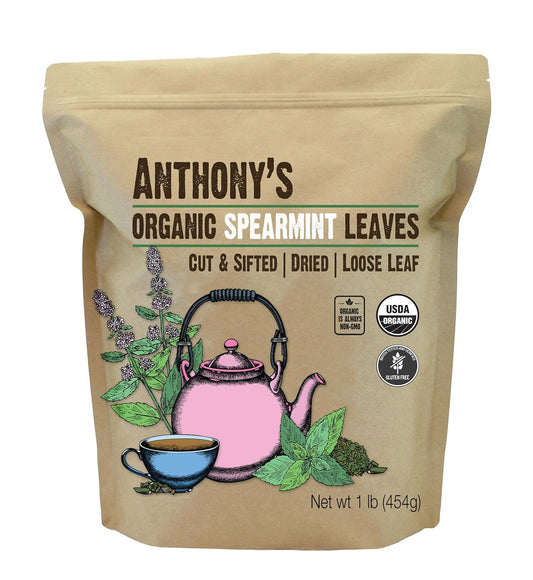 Anthony's Organic Dried Spearmint Leaves, 1 lb, Gluten Free, Non GMO, Cut and Sifted