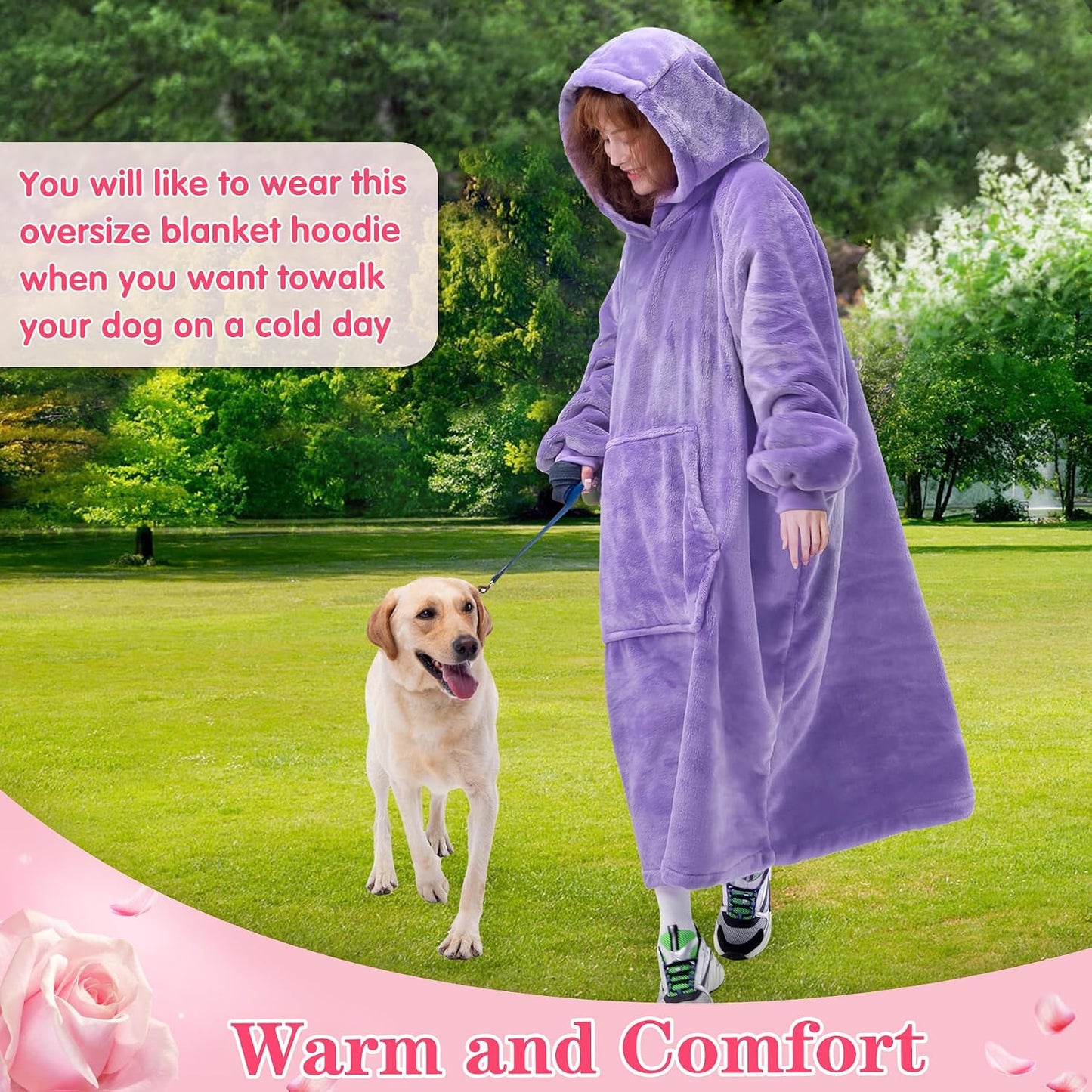 Waitu Wearable Blanket Sweatshirt Gifts for Women and Men, Warm and Cozy Giant Blanket Hoodie, Thick Flannel Blanket with Sleeves and Giant Pocket - Dark Gray