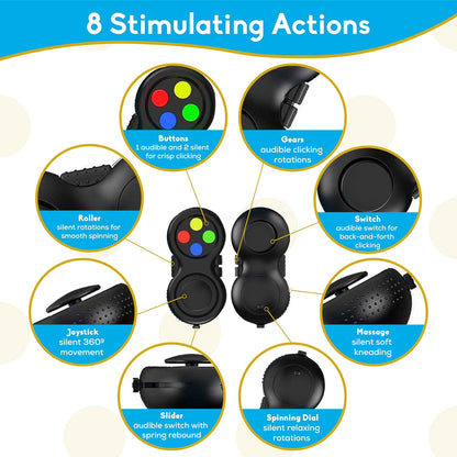 PILPOC theFube Fidget Cube, 6-Sided Stress Relief Infinity Cube for Adults & Kids, Boosts Concentration, Mindfulness Aid, Silent & Audible Modes, Stocking Suffers for Boys, Kids and Adults (Midnight)