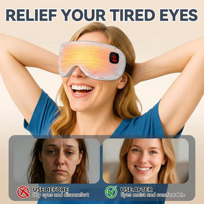 Cordless Heated Eye Mask for Dry Eyes Relief, Rechargeable Warm Eye Compress with 3 Temps, Washable Cover & Bonus Shell, Electric Eye Heating Pad for Sleep, Stye, Travel