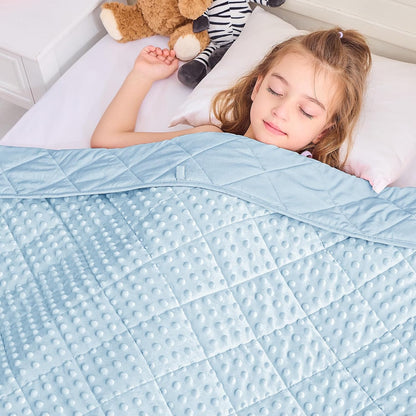 yescool Weighted Lap Pad 2 lb Blue Small Lap Blanket, Weighted Lap Blanket Cooling Heating Weighted Throw Blankets, Minky Blankets Gifts for Travel Outdoor Indoor, 20 * 30in