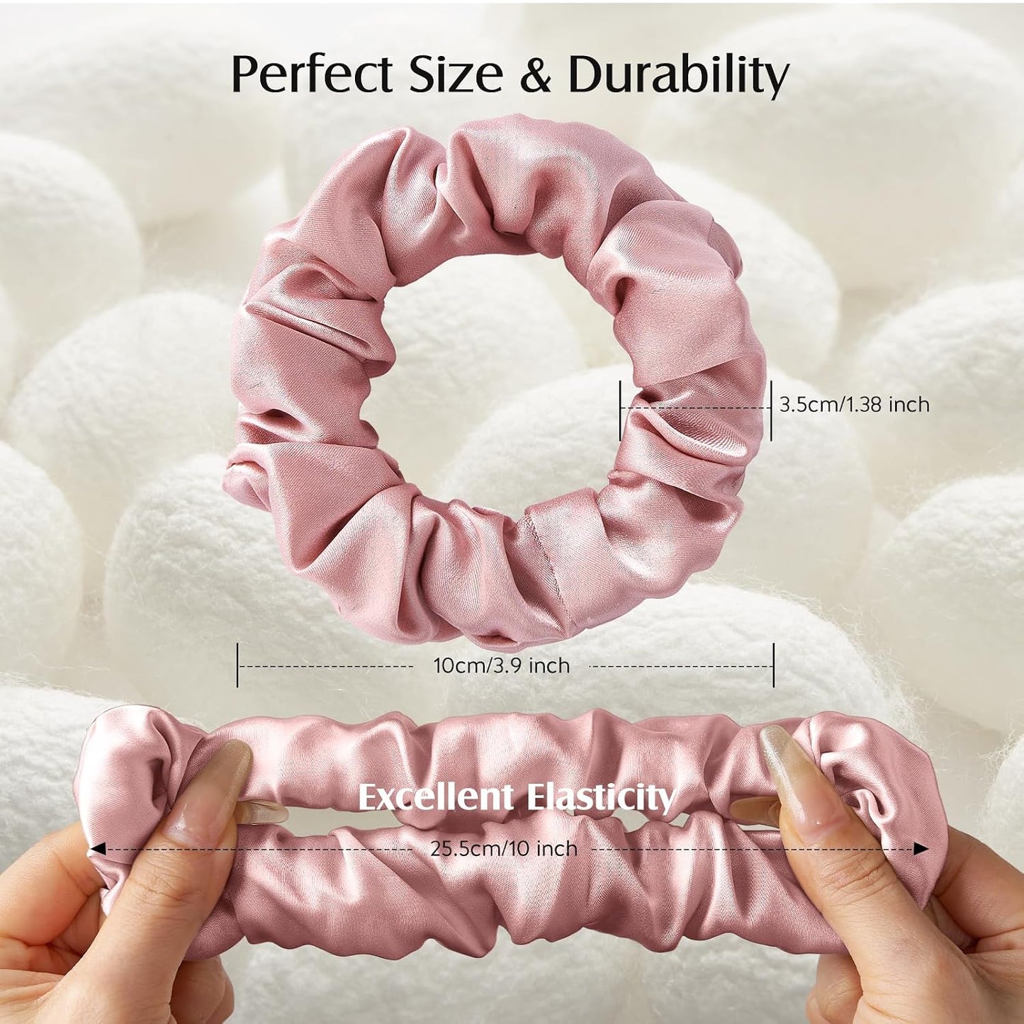 YFONG 3 PCS 100% Mulberry Silk Scrunchies for Women Girls, 22 Momme Soft Hair Ties for Frizz & Breakage Prevention, Elastic Ponytail Holders Gentle And No hurt, (Pink+Champagne+Plum Purple)
