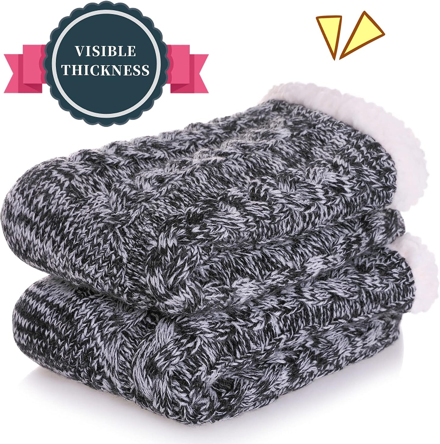 SDBING Women's Winter Super Soft Warm Cozy Fleece Lined Fuzzy Slipper Socks with Grippers