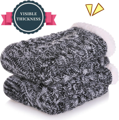 SDBING Women's Winter Super Soft Warm Cozy Fleece Lined Fuzzy Slipper Socks with Grippers