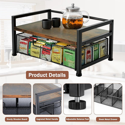 Tea Bag Organizer And Storage with Drawer Teabag Holder Tea Box