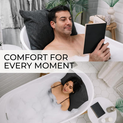 Luxury Bath Pillow for Tub - Thick and Comfortable Bathtub Pillow Support for Head and Neck and Back - Washable Quick-Drying Bath Pillows - Bath Cushion for Home Spa - Fits Any Bathtub - Light Gray