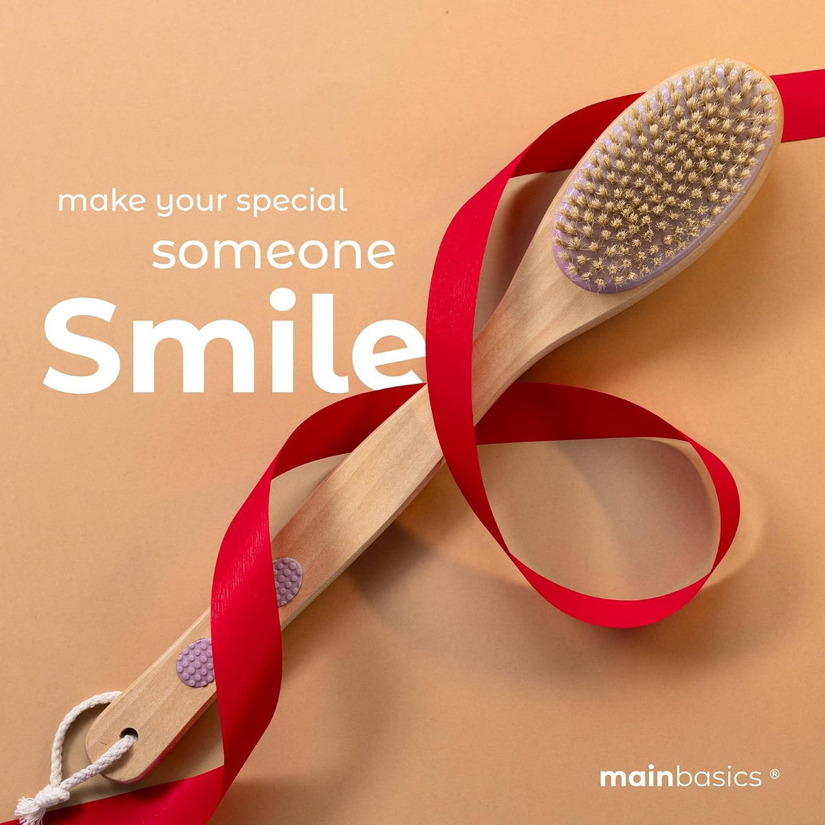MainBasics Back Scrubber Shower Brush, Lavender, Long Handle
