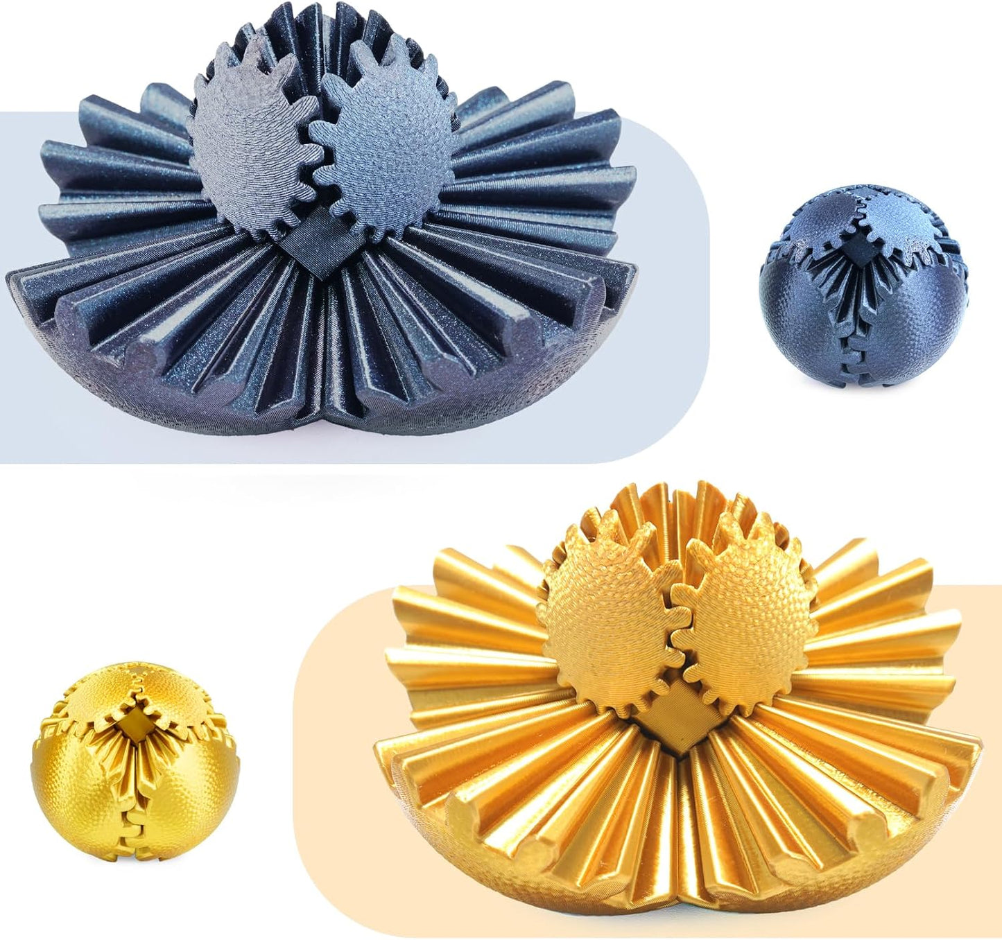 Gear Ball Fidget Toys Steampunk Gear Sphere Stress Relief for Kids Adults 3D Printed Unique Funny Birthday Gift for Christmas White Elephant Stocking Stuffer Easter (Ombre Purple, Dia. 2.5" )