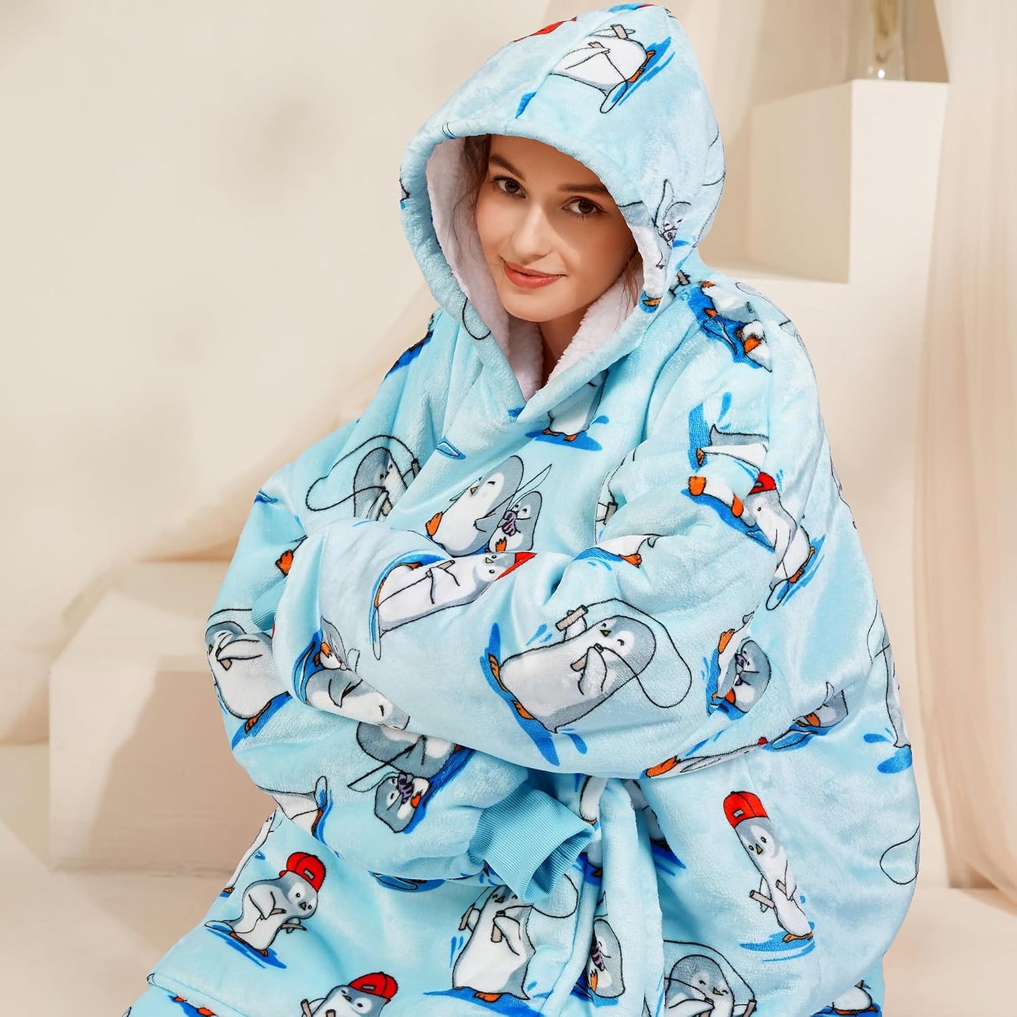 Narecte Cozy Oversized Blanket Hoodie Wearable Blanket Adults Soft Hooded Blanket Hoodie Birthday Gifts for Women Christmas - Colors A