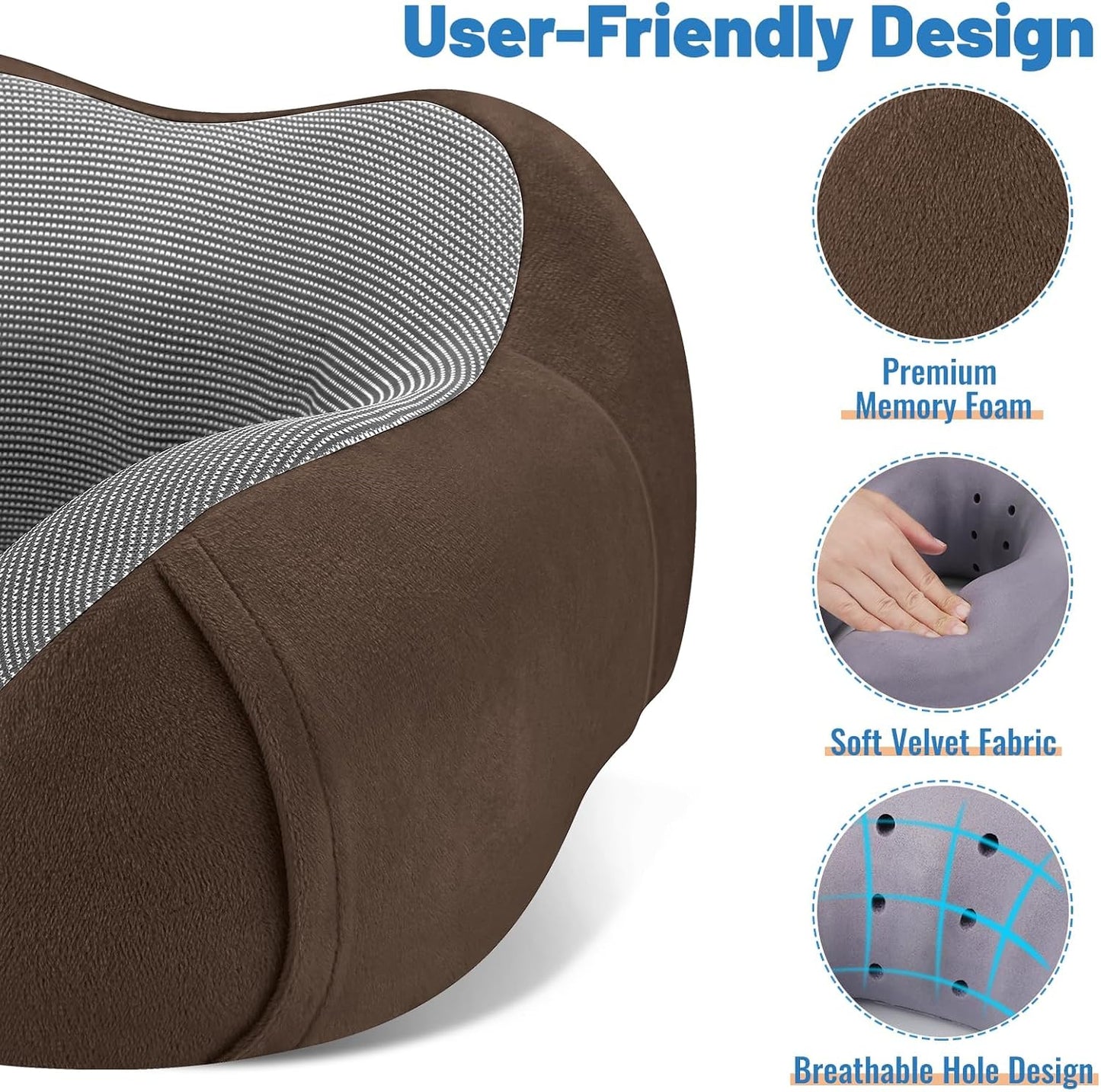 CloudBliss Travel Pillow for Airplane, Memory Foam Neck Pillow for Travel, Compact Flight Pillow with Eye Mask, Earplugs, Carry Bag, Travel Neck Pillow for Long Flight Sleep, Plane Accessories, Black