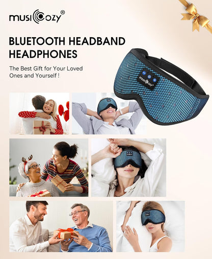 MUSICOZY Sleep Headphones Breathable Sleep Mask Bluetooth 5.4 Wireless Earphones Mask Sleeping Eyemask for Side Sleepers for Women Men Travel Meditation Gift (Mesh Black)