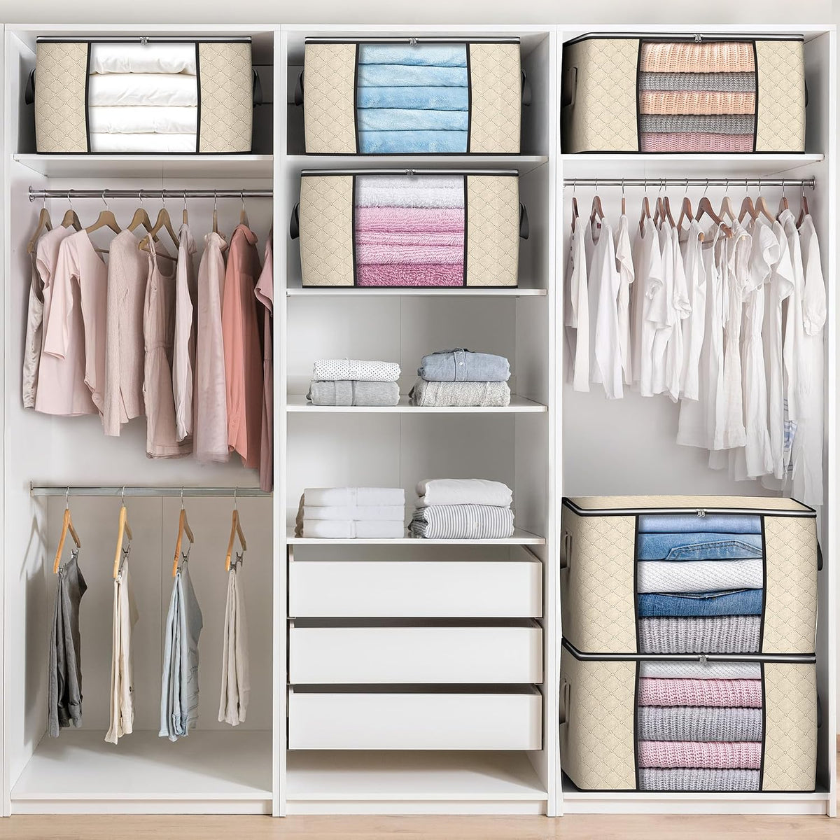 90L Large Storage Bags, Clothes Storage Bins Closet Organizers