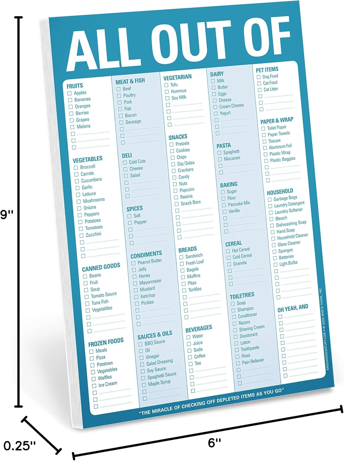 Knock Knock All Out Of Grocery List Note Pad, 6 x 9-inches (Blue)