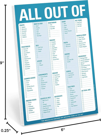Knock Knock All Out Of Grocery List Note Pad, 6 x 9-inches (Blue)