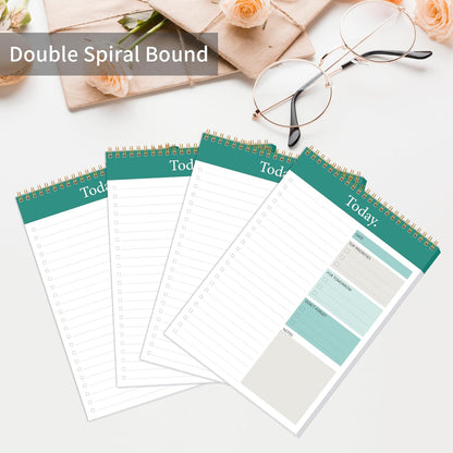 To Do List Notepad - Daily Planner Notepad 104 Pages Task Planner, 6.7" x 9.8" Double Sided Spiral Notebook with Checklist Productivity Planning Pad for Work Office Home-Pink