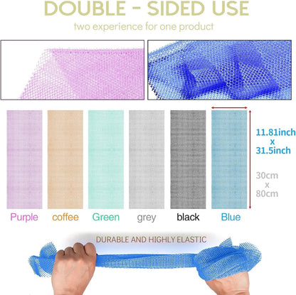 UJFQBH 3 Pieces African Bath Sponge African Net Long Net Bath Sponge Exfoliating Shower Body Scrubber Back Scrubber Skin Smoother,Great for Daily Use (Pink,Yellow,Purple)