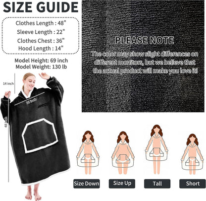 IFNOW Wearable Blanket Hoodie, Oversized Sherpa Fleece Hooded Blanket Sweatshirt with Eye Mask and Pocket, Comfy Long Flannel Blanket for Adults Men,Gifts for Women Mom Girlfriend,MoonFace
