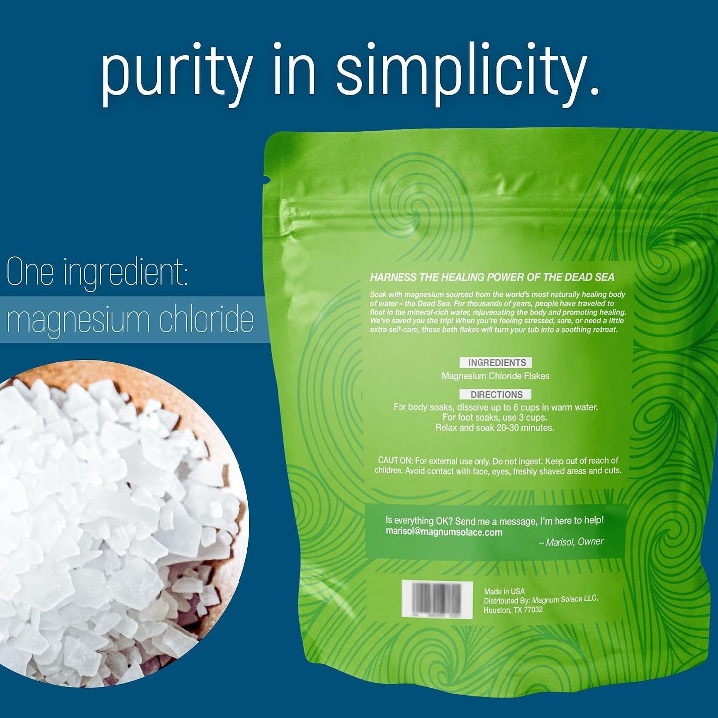 Magnesium Flakes for Bath - Magnesium Chloride Flakes - Dead Sea Salts for Soaking, 10 LBS