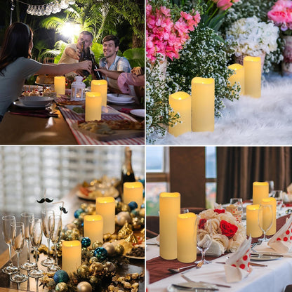 YOROXRG Set of 24 Waterproof Outdoor Flameless Candles, LED Candles with 4 Remote and Timer,(H 4" 5" 6" x D 2.2"),for Christmas,Halloween,Wedding,Festival