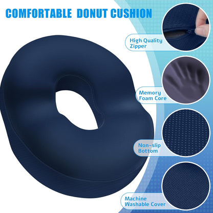 BlissTrends Donut Pillow Seat Cushion,Donut Chair Cushions for Postpartum Pregnancy & Hemorrhoids,Tailbone Pain Relief Cushion,Memory Foam Lifting Cushions for Office&Home Chairs (Black)