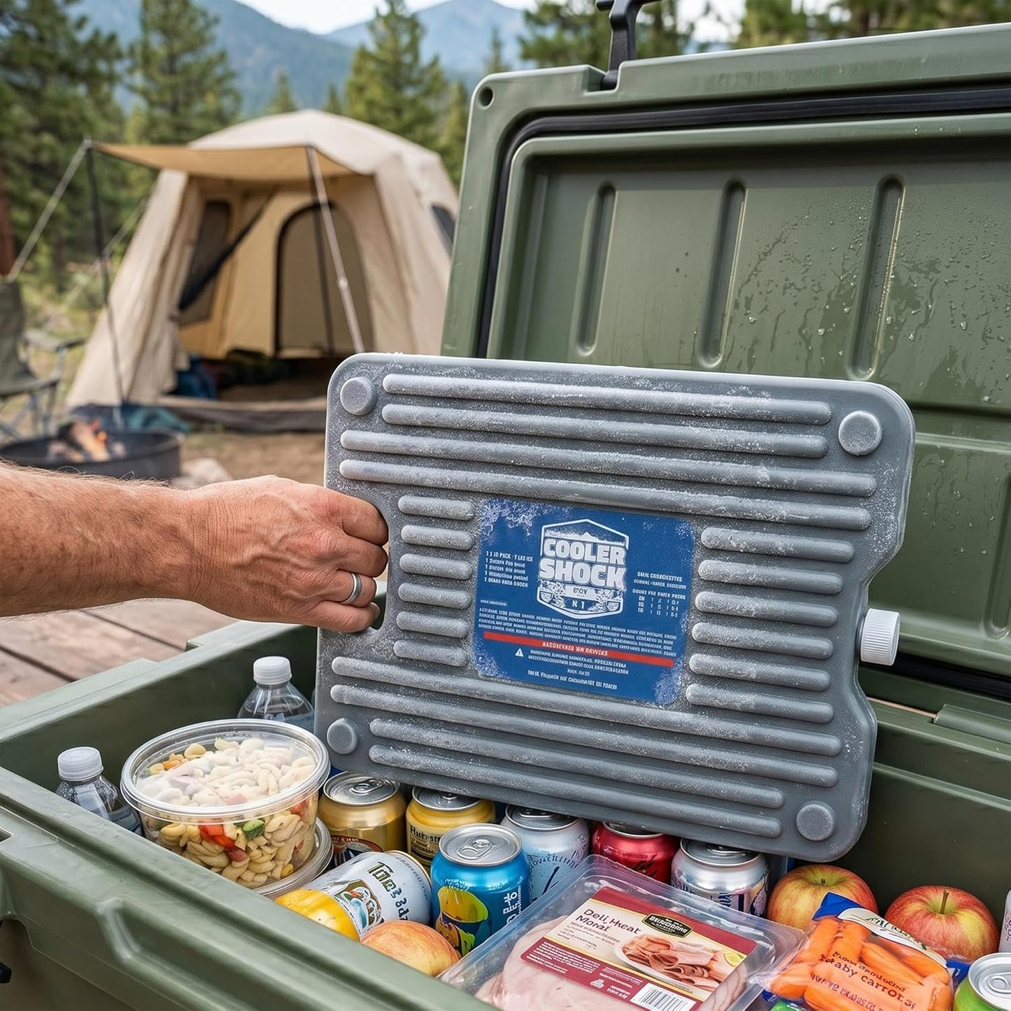 Cooler Shock Ice Packs - Reusable, Premium, Large Pack and Lunch Set for Long Term Use - Cools Faster Than Ice - Cooler Accessories