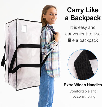 VELVETSURE Heavy Duty Extra Large Moving Bags W/Backpack Straps - Strong Handles & Zippers, Storage Totes For Space Saving, Fold Flat, Alternative to Box and Bin (Set of 6, Multicolor)