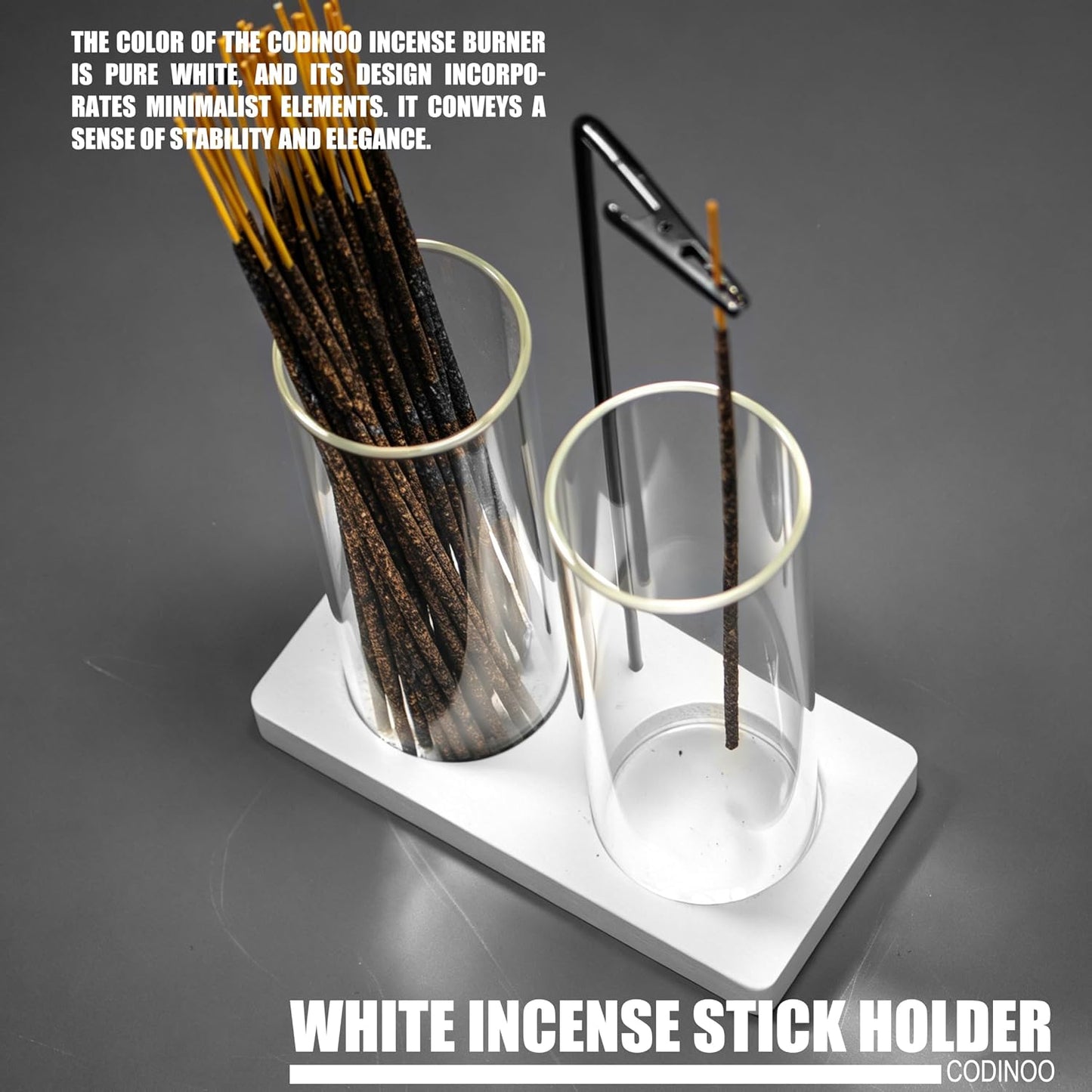 2 in 1 Incense Burner Holder for Sticks,Glass Incense Holder with Storage,Upside Down Incense Holder for Sticks with Glass Ash Catcher for Meditation Yoga Spa Room Home Decor[Full Black]