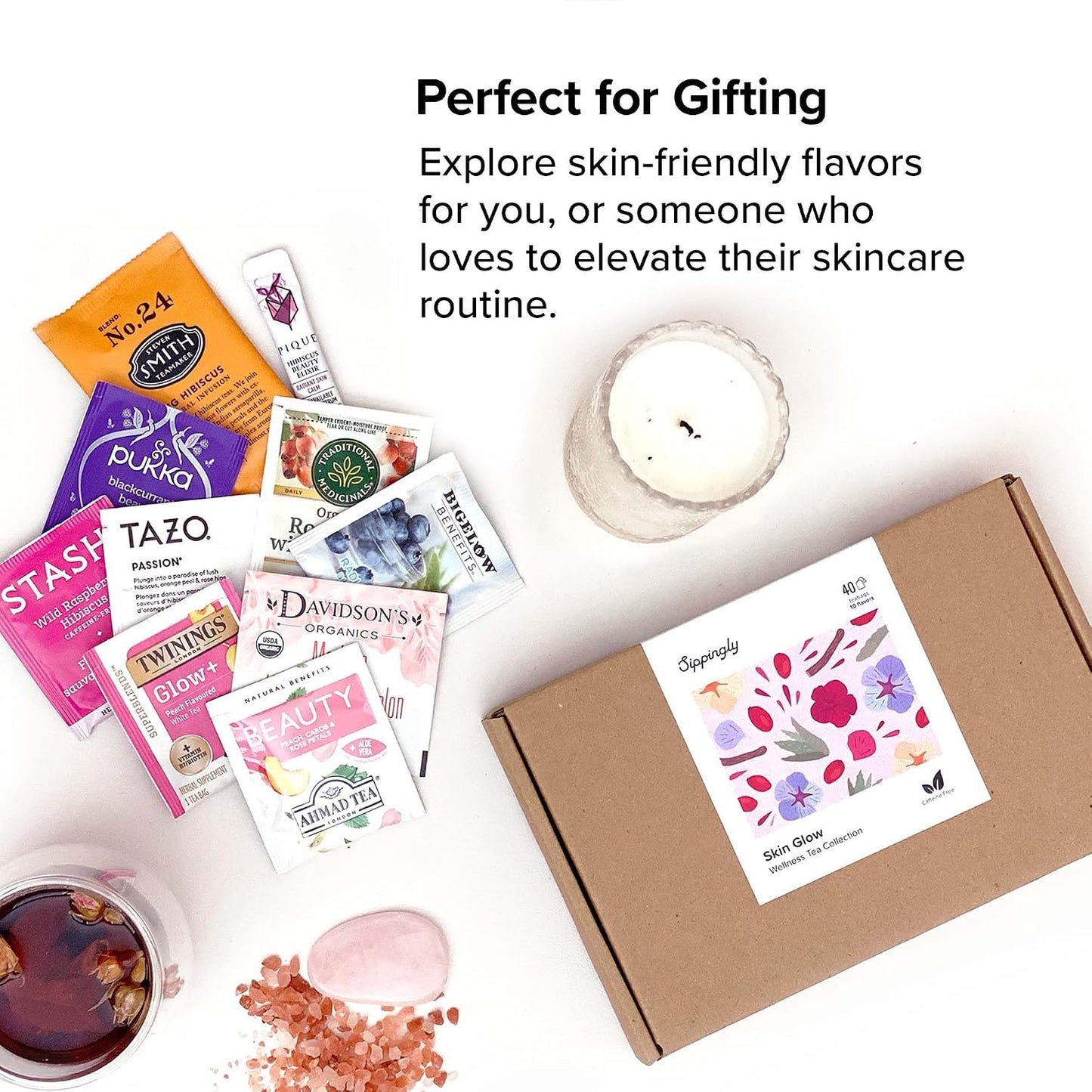 Sippingly Night Time Tea Sampler – 40 Herbal Teas – 10 Flavors from Top Brands – Chamomile, Lavender, Passionflower – Perfect Relaxation & Calm Support – Ideal Wellness Gift – Kosher, Gluten-Free