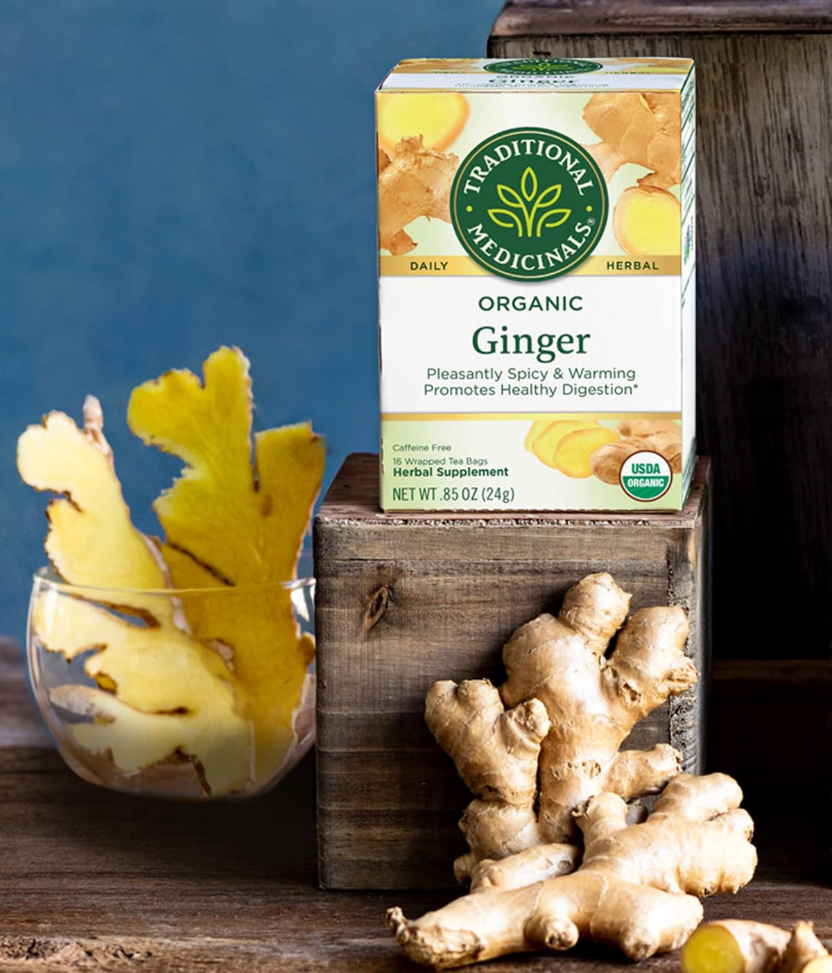Traditional Medicinals Organic Ginger Herbal Tea, Promotes Healthy Digestion, (Pack of 2) - 16 Tea Bags