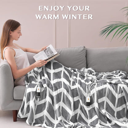 VENTIMI Electric Blanket Heated Throw, 50" x 60" Heated Blanket with 5 Heat Levels & 3 Hours Auto Off, Fast Heating Blankets with ETL & FCC Certification, Grey
