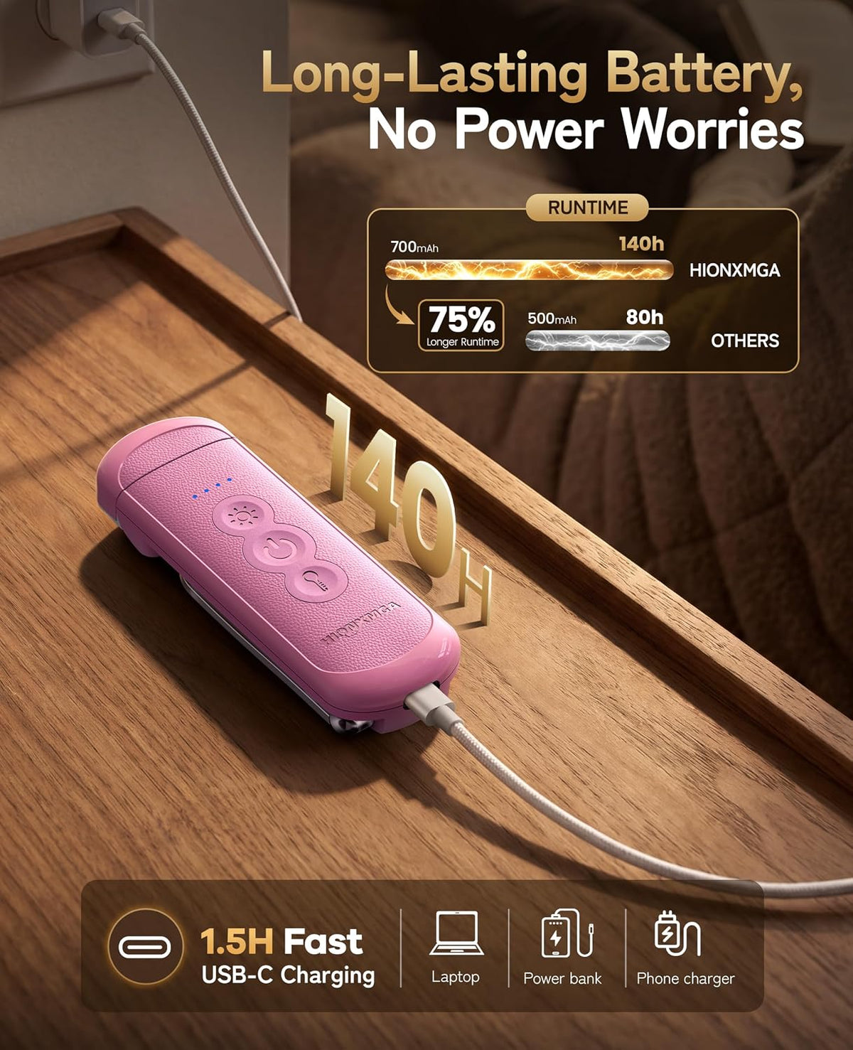 HIONXMGA Rechargeable Book Light,Clip-On Reading Light for Books in Bed