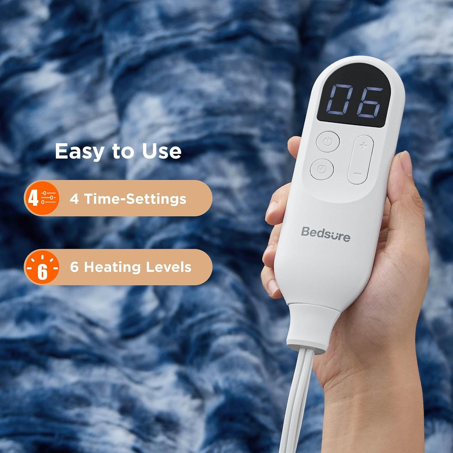 Bedsure Heated Blanket Throw Blanket with Preheat Function - Fast Heating Electric Blanket, Soft Flannel Throw with 6 Time Settings(Up to 10H), 6 Heating Settings, Gifts for Grandma (50"x60", Cream)