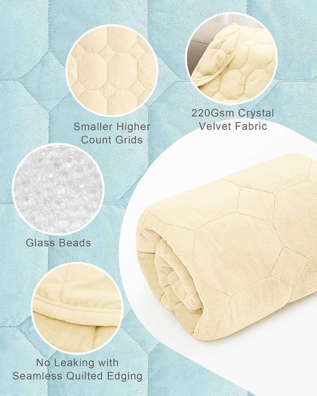 Cottonblue Weighted Lap Blanket 7lbs, Cozy Luxury Crystal Velvet Weighted Blanket for Adults, Small Weighted Blanket for Relaxation, Sleeping, Travel, Grey, 29" x 24"